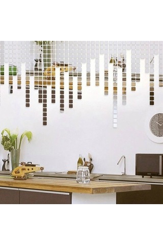 Dancemonkey 100 Adet 3b Aynalı Dekoratif Çıkartma - Ev/yatak Odası/mutfak İçin Gümüş Renk Gümüş