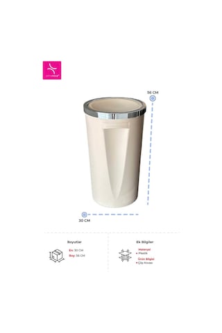 Lenox 35 Lt Döner Kapaklı Banyo Mutfak Ofis Çöp Kovası - Bej -7390