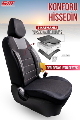 Era Serisi Universal Oto Koltuk Kılıfı Siyah-beyaz