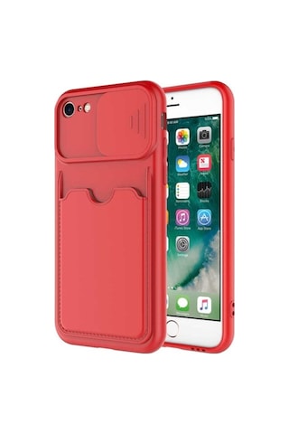 Apple Uyumlu iPhone Se 2022 Kılıf Zore Kartix Kapak Kırmızı