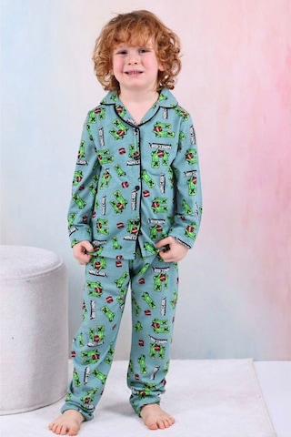 Oyuncak Baskılı Erkek Çocuk Pijama Takımı Mavi Oyuncak Baskılı Erkek Çocuk Pijama Takımı Mavi