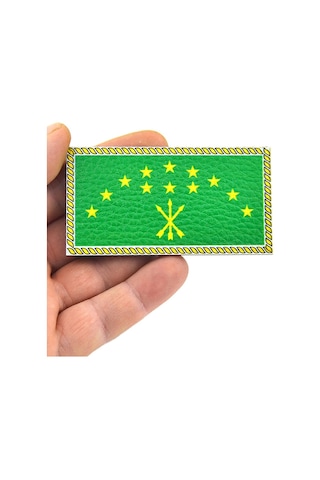 Adige Çerkes Bayrak - Cırt - Patch - Peç - Arma - 8,5x4,5 Cm Yeşil