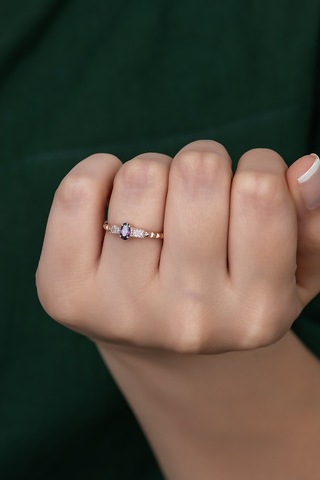 Gümüş Prenses Yüzük Rose Gold Kaplama 925 Ayar Gümüş Rose Gold (511780146)