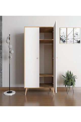 Floradesign Milano Gardırop /elbise Dolabı Iki Kapaklı Dolap Beyaz/meşe