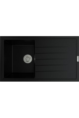 Polex Cristalüx Granit Evye P-03 Siyah Tezgah Altı Ve Tezgah Üstü Mutfak Evyesi 85x49.5 CM