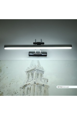 Ack Tablo Apliği 6500K Beyaz Işık 6W Krom Kasa Ledli Ayna, Banyo Beyaz