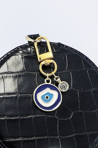 Metal Nazar Boncuğu Tek Taşlı Klipsli Cüzdan Süsü Charm Çanta Süs