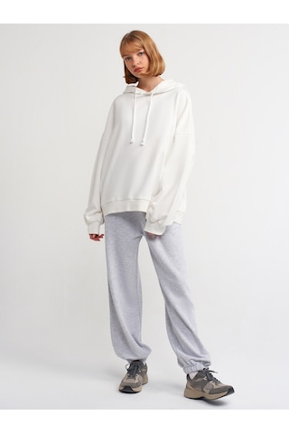 Dilvin 40142 Yıkama Efektli Sweatshirt-ekru Ekru
