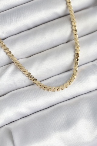 60 Cm Gold Renk Pirinç Yassı Zincir Model Kadın Kolye Çok Renkli