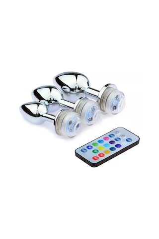 Odins Shop Uzaktan Kumandalı Led Işıklı Orta Boy Çelik Anal Plug