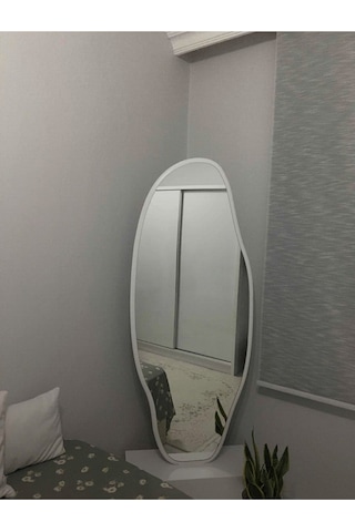 Asimetrik Ayna, Ultralüx Boy Aynası, Asimetrik Boy Aynası 188x66 180 X 65 Beyaz