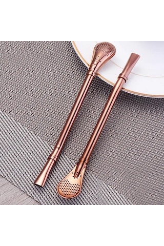 Suntek Yaratıcı Kahve Kaşığı İçme Straw Mini Yerba Mate 001