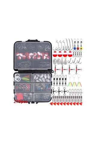 Xiyyadms Temel Olta Aksesuarları Seti 273 Parça - Çeşitli Boyutlarda İğneler, Ağırlıklar Ve Dairesel Döndürücüler - Tatlı Su Ve Deniz Oltaçılığı İçin Taşınabilir Kutuda