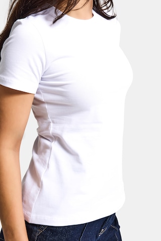 Itsbasic Kadın Beyaz S6-2 Bisiklet Yaka %100 Organik Pamuk Esnek Kumaş T-shirt