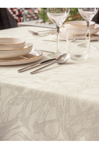 Cotton Box Jakarlı Dertsiz Masa Örtüsü Lavinia Krem 155x220
