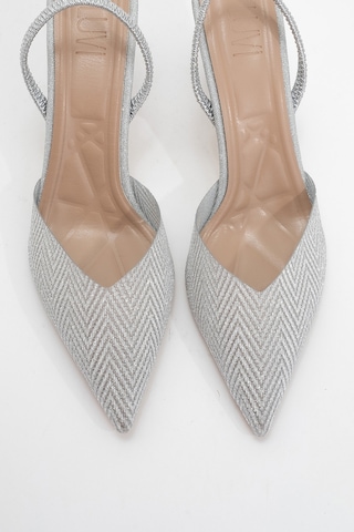 Luvishoes Luvi Shoes Renos Gümüş Kum Sim Sivri Burun Kadın Topuklu Abiye Ayakkabı Gümüş
