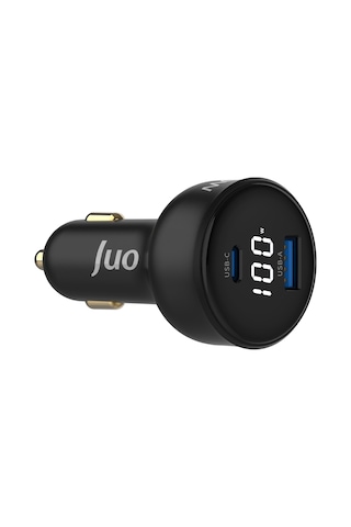 Juo 100w Led Ekranlı Type-c + Usb-a Araç Şarj Aleti İphone & Android & Notebook Araç İçi Şarj Cihazı