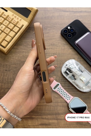 Apple iPhone 17 Pro Max Uyumlu Kamera Korumalı Darbeye Dayanıklı Renk Atmayan Keep Silikon Kılıf Kahverengi