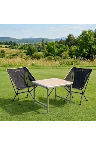 Yek Outdoor Mdf Katlanır Masa Küçük + 2 Pratik Sandalye Set Gri