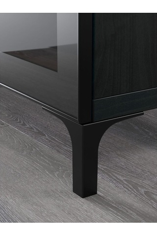 Tv Sehpası, Venge-parlak Cila-bej-şeffaf Cam, 180x42x74 Cm, Selsvıken/glassvık, Fren Raylı Meşe