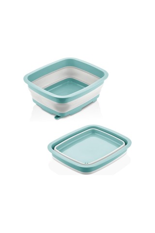 Flosoft Katlanabilir Bulaşıklık Ve Badya, Akordiyon Kaşıklık Bölmeli Tabaklık Kurutmalık Badya Yeşil