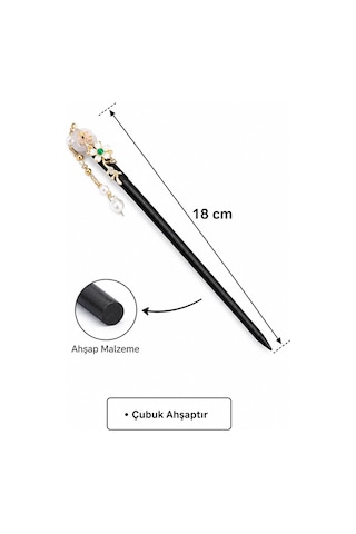 Sakura Pearl Ahşap Saç Çubuğu El Yapımı Çiçek Detaylı Japon Stil Topuz Tokası Çok Renkli