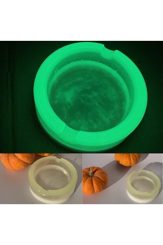 Sedefli Beyaz Renk Yuvarlak Yeşil Neon Fosforlu Epoksi Küllük