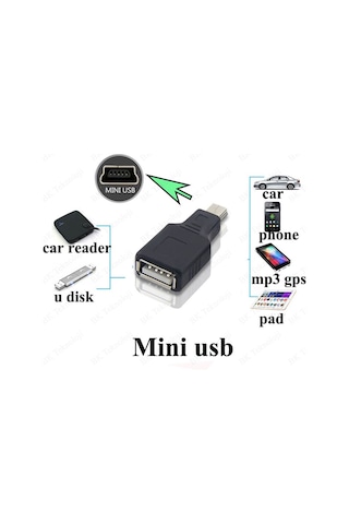 USB Dişi to Mini USB Erkek OTG Araç AUX Çevirici Adaptör