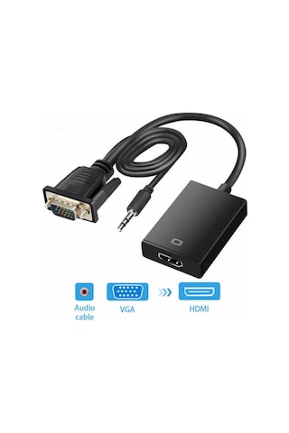 Vga Hdmi Çevirici Dönüştürücü Kablo Ses Destekli Vga To Hdmi