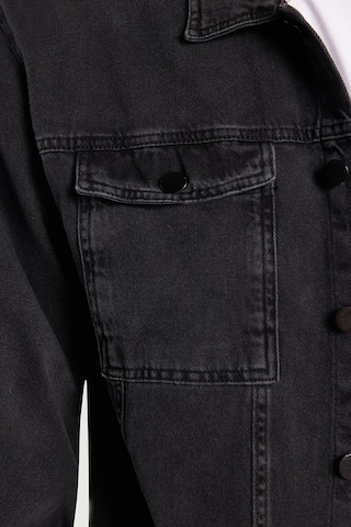 Tudors Erkek Relax Fit Rahat Kesim Denim Çıtçıtlı Uzun Kol Kot Ceket Siyah Gömlek-34847 Siyah