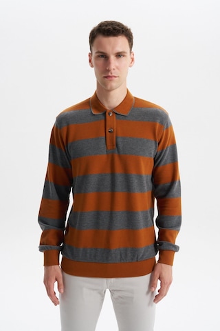 AR-MA Arma Erkek Ribanalı Regular Fit Çizgili %100 Pamuk Ringel Ottoman Kumaş Polo Yaka Düğmeli Sweatshirt K30554952602 Kahverengi - Krem