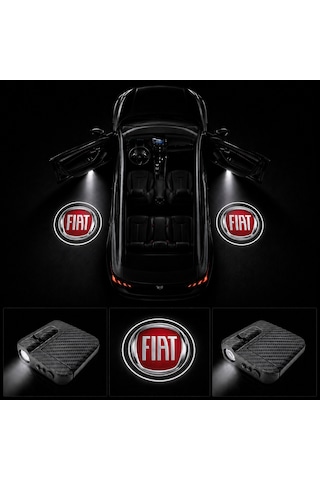 Fiat Kapı Altı Logo Projektör Led Işığı 2'li Set Pilli Kablosuz Kapı Karşılama Lambası