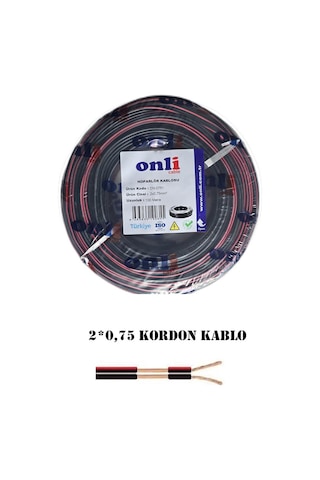 2x0.75 Mm Hoparlör Ve Led Kordon Kablosu 100 Metre Siyah Kırmızı