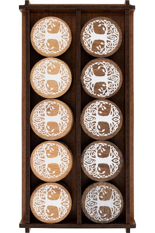 4 Numara Hayat Ağacı Desenli Tavla Pulu