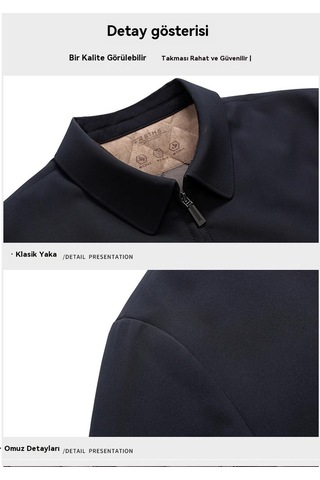 Sonbahar Ve Kış İçin Erkek Sıcak Mont Koyu Mavi