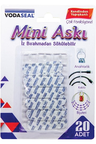 Vodaseal İz Bırakmadan Sökülebilir Mini Askı - 20 Parça - Şeffaf Şeffaf