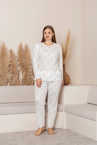Uzun Kollu Büyük Beden Kadın Pijama Takımı- Çiçek Desenli Pijama - Pinterest Basic Kadın Pijama Pembe