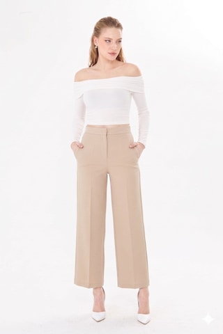 Sortie Collection Yüksek Bel Bol Paça Pantolon Bej