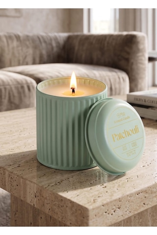 The Mia Calm Patchouli Kokulu Yeşil Kapaklı Mum 830 Gr 12x Beyaz