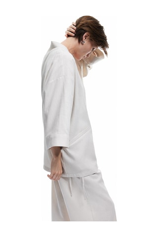 Koton Cepli Geniş Yarım Kol Keten Kimono Gri 5sak50027ew Gümüş Rengi