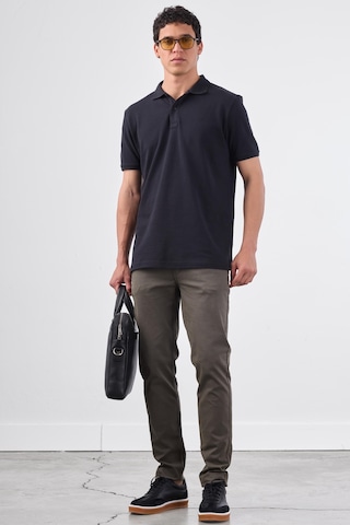 Dufy Siyah Düz Erkek T-shirt - Slim Fit SIYAH