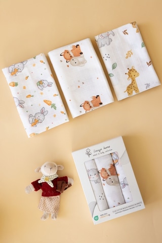 Çok Amaçlı Müslin Örtü & Battaniye 3'lü Set Pamuk Oeko-teks Sertifikalı 80x80 Cm Beyaz