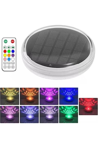 Güneş Enerjili Yüzen Havuz Led Işığı 9 Renk Kumandalı Su Geçirmez Dekoratif Havuz Lambası 1