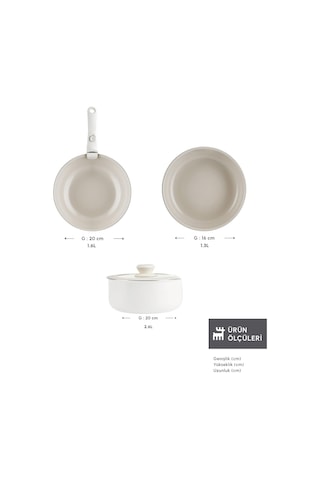 Karaca x Refika Swiss Crystal Almond Cream Easy Clıp 5 Parça Tencere Seti Ind