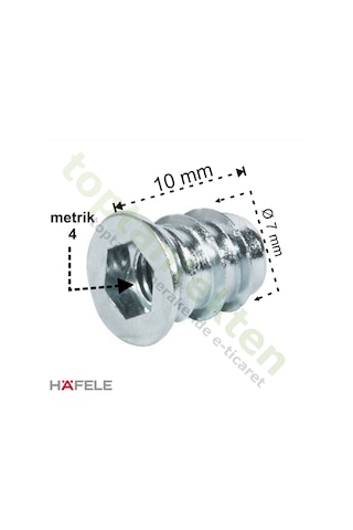 Hafele Dübel Çelik Ham Düz M4X10Mm