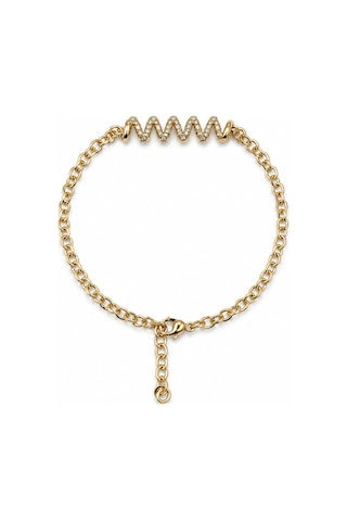 Balenbi Jewelry Kadın Taşlı Dalga Figürlü Gold Kararmaz Çelik Zincir Bileklik 1094 Altın