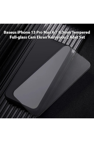 Baseus iPhone Uyumlu 13 Pro Max 6.7 0.3mm Tempered Full-glass Cam Ekran Koruyucu 2 Adet Set- 5775