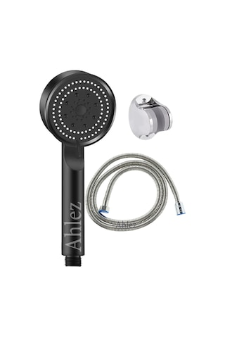 Qianfan Siyah Turbo Fan 5 Fonksiyonlu Duş Başlığı + İpli Duş Siyah