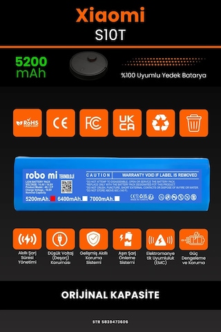 Xiaomi Mi Robot S10T 5200mAh Robot Süpürge  Bataryası
