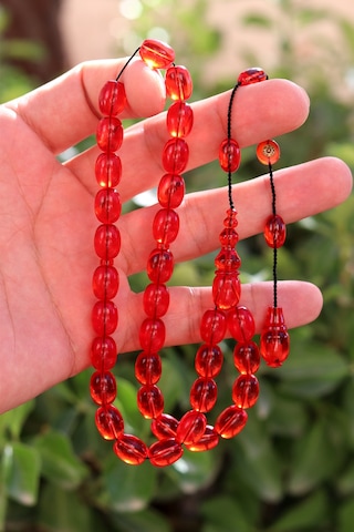 Koyu Kırmızı Arpa Kesim Özel Sistem Ateş Kehribar Tesbih 201024765